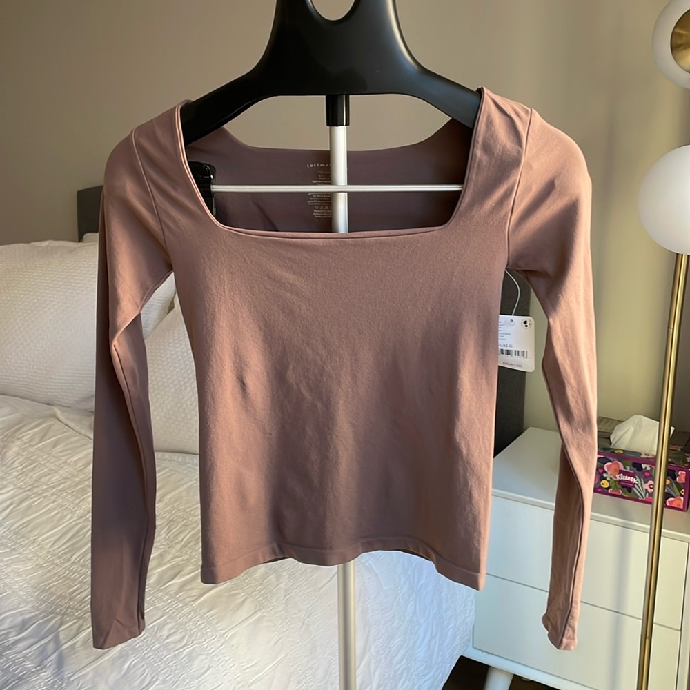 NWT Free People brown fitted long sleeve top. M/L
